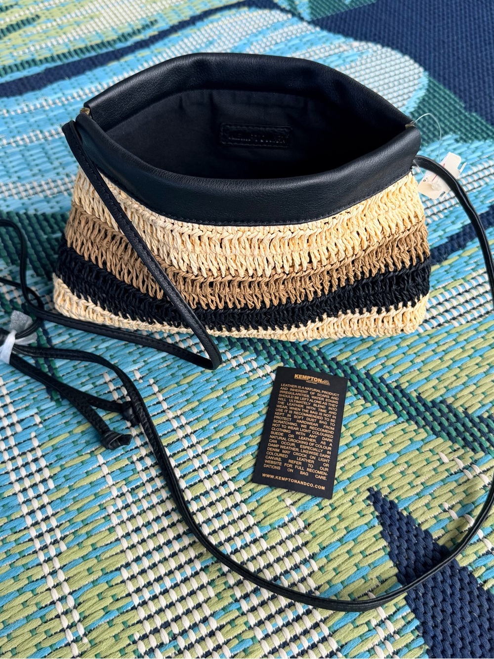 Kempton & Co Cheltenham Clutch, Striped Raffia